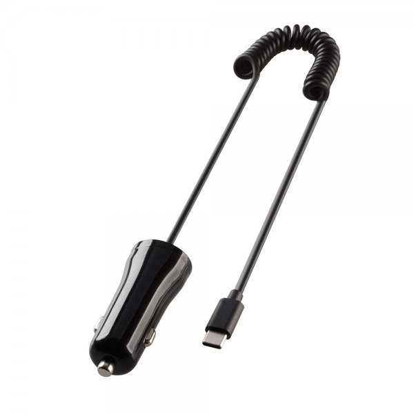 Billaddare med Spiralkabel 1m USB-C 12W Svart