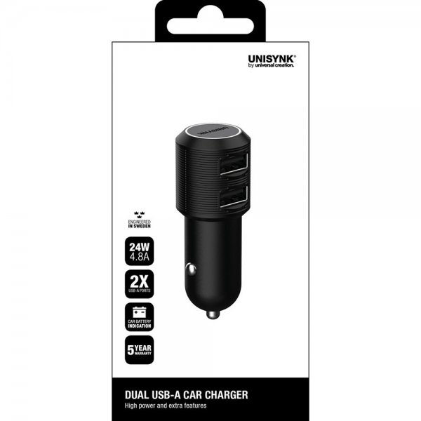 2x USB-A Billaddare 24W