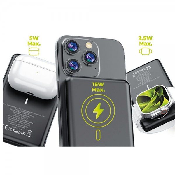 3-i-1 Powerbank 10 000 mAh MagSafe