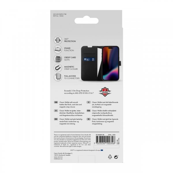 iPhone 17 Fodral Classic Wallet Svart