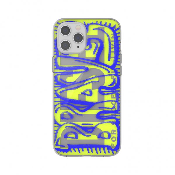 iPhone 12 Pro Max Skal Snap Case Clear AOP Blue/Neon Lime