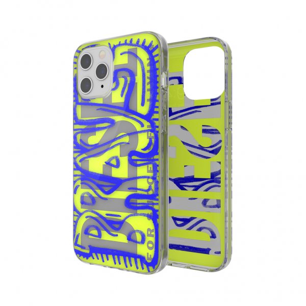 iPhone 12 Pro Max Skal Snap Case Clear AOP Blue/Neon Lime