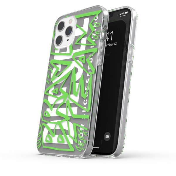 iPhone 12 Pro Max Skal Snap Case Clear AOP Black/Green