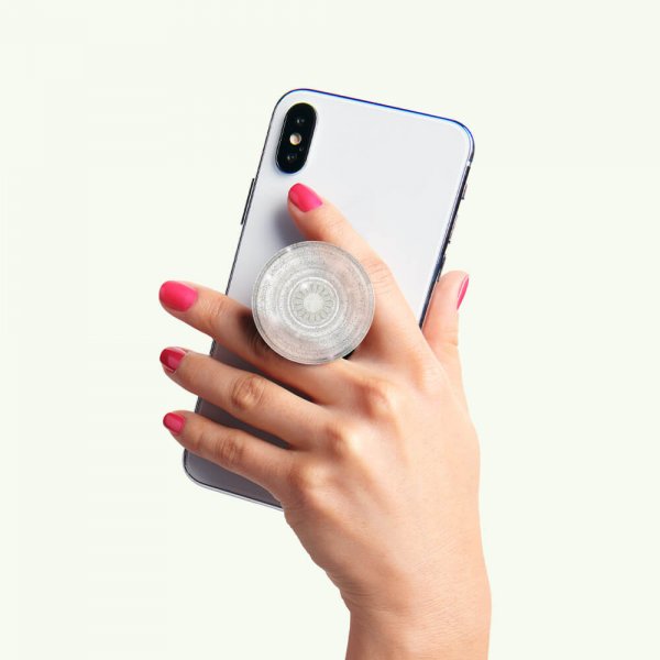 PopGrip Clear Glitter Silver
