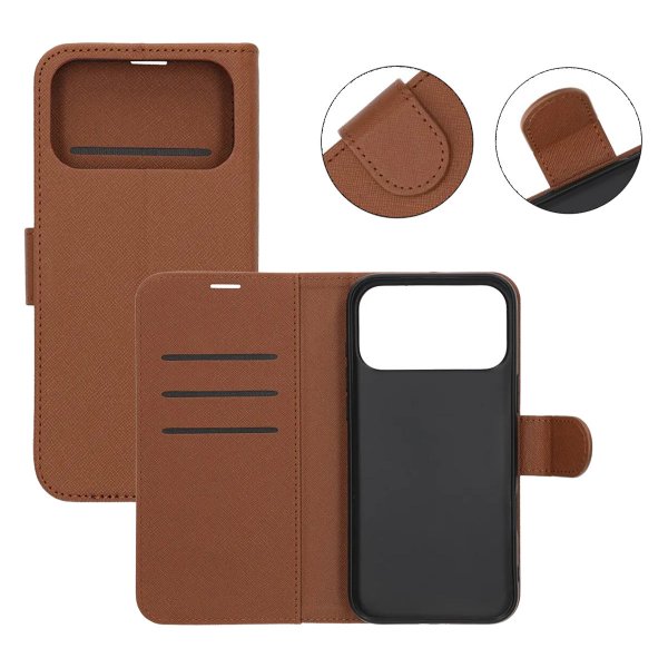 iPhone 17 Pro Max Fodral med Kortfack Stativfunktion Brun