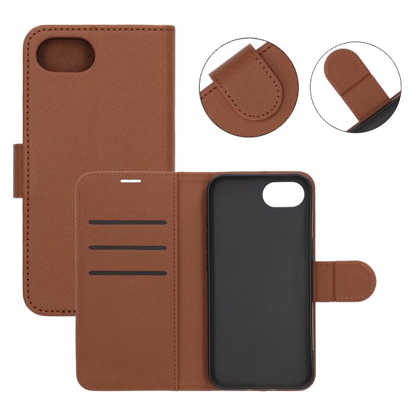 iPhone 16e/17e Fodral med Kortfack Stativfunktion Brun