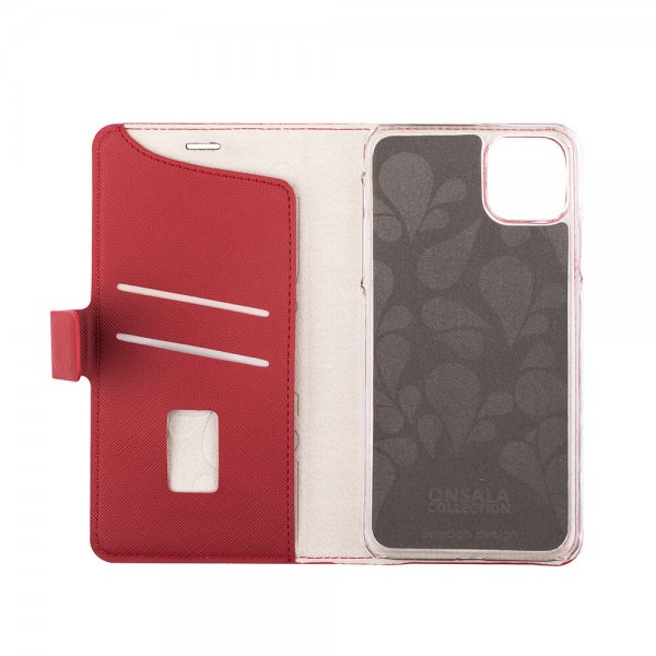 iPhone 11 Pro Max Fodral Fashion Edition Löstagbart Skal Saffiano Röd