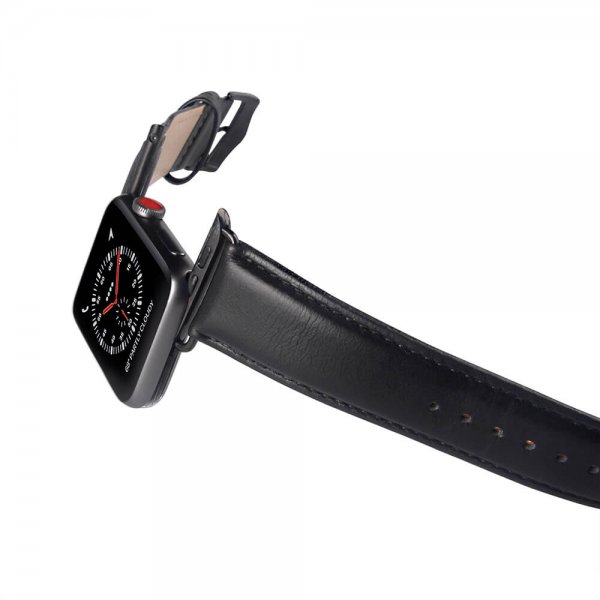 Apple Watch 44/45/46mm/Apple Watch Ultra Armband Äkta Läder Svart