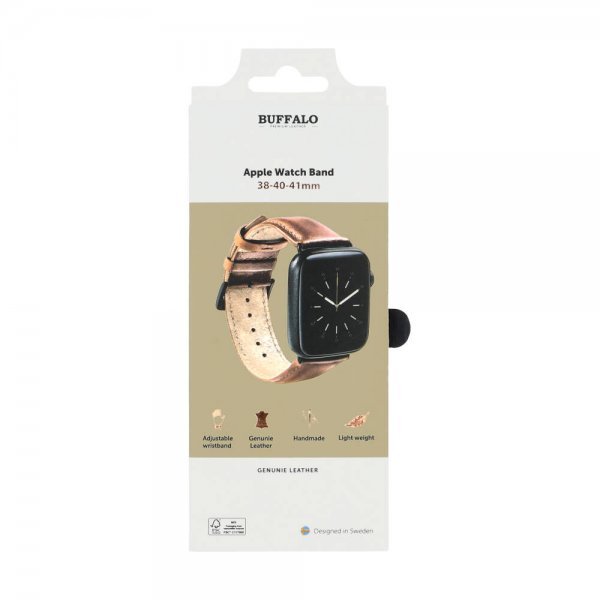 Apple Watch 38/40/41/42mm Armband Äkta Läder Brun