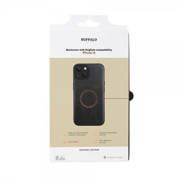 iPhone 15 Skal Äkta läder MagSeries Svart