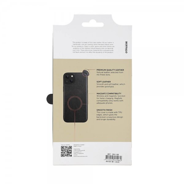 iPhone 15 Plus Skal Äkta läder MagSeries Svart