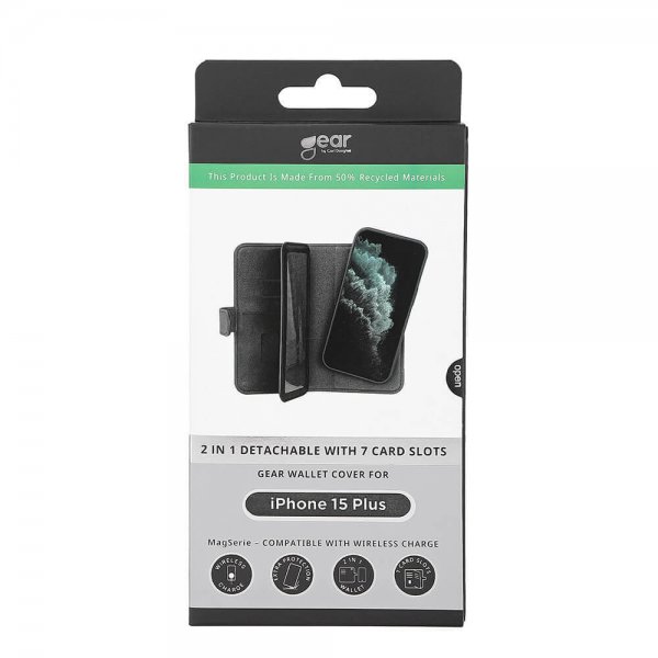 iPhone 15 Plus Fodral 7 Kortfack Löstagbart Skal MagSeries Svart
