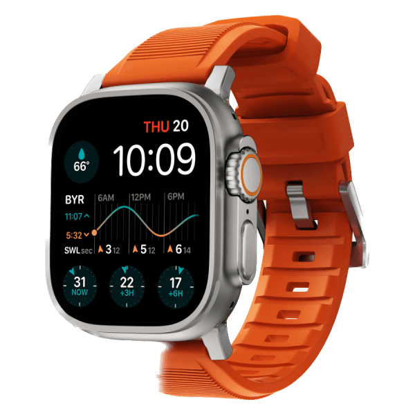 Apple Watch 44/45/46mm/Apple Watch Ultra Armband Rugged Band Silver Hardware Ultra Orange