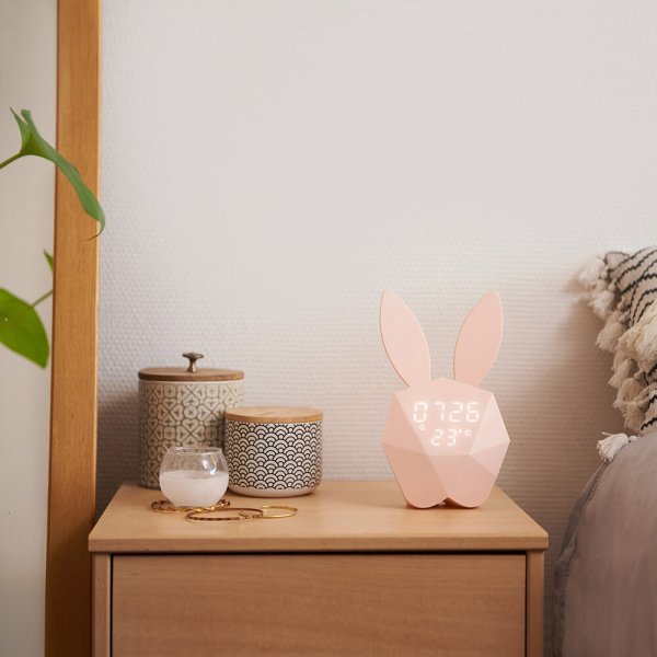 Väckarklocka Kanin med Nattlampa Ljusrosa