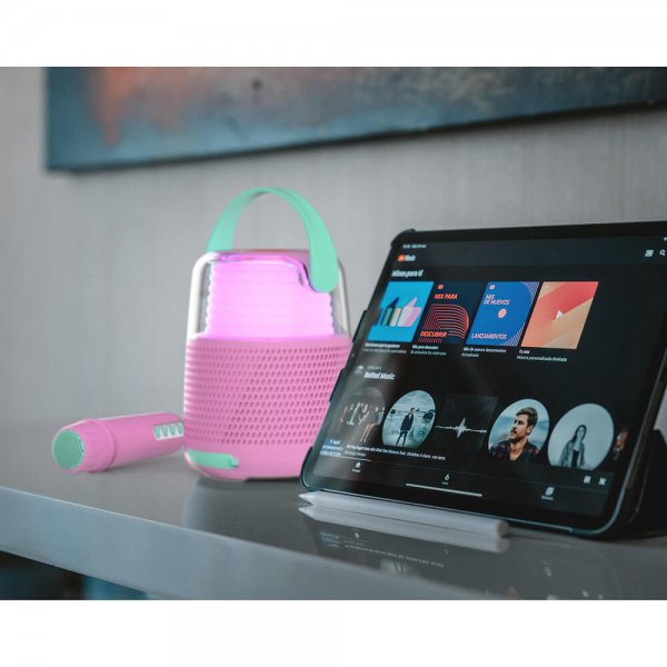 Högtalare Karaoke Kit LED Rosa