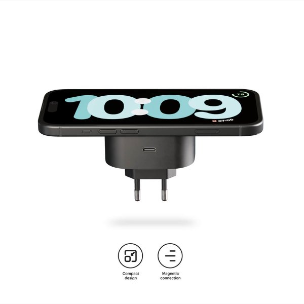 Trådlös Laddare Väggadapter Qi2 MagSafe Svart