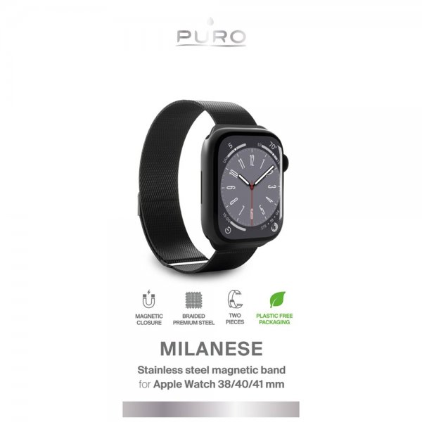 Apple Watch 38/40/41/42mm Armband Milanese Svart