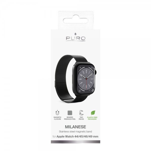 Apple Watch 44/45/46mm/Apple Watch Ultra Armband Milanese Svart