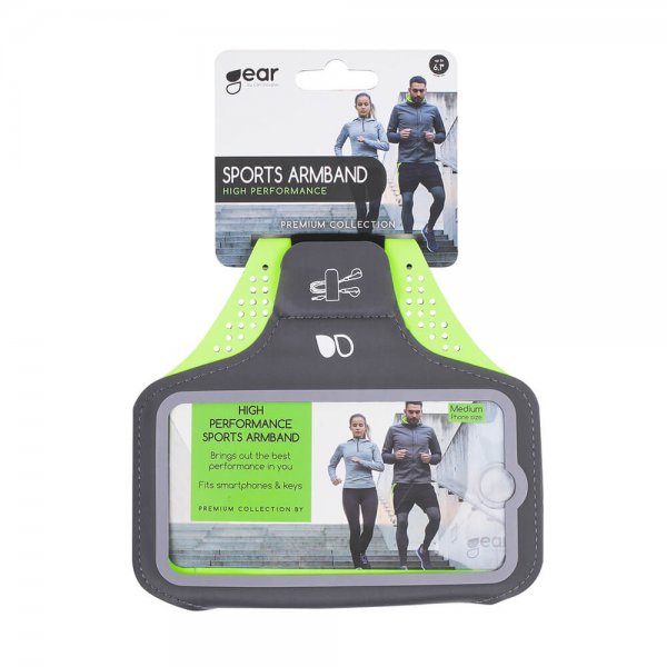 Sportarmband Premium Medium 5.5" Grå/Gul