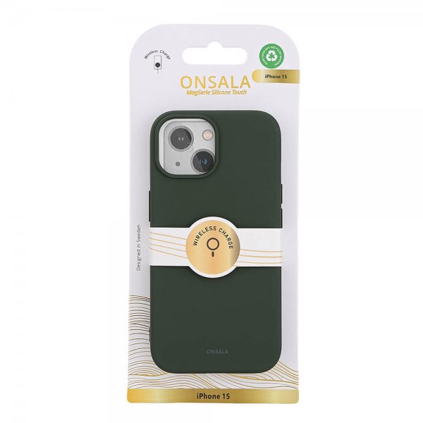 iPhone 15 Skal Silicone Touch MagSeries Olive Green