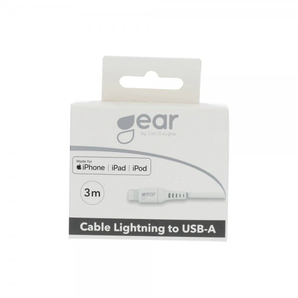 Laddkabel Lightning till USB-A 3m MFI Vit