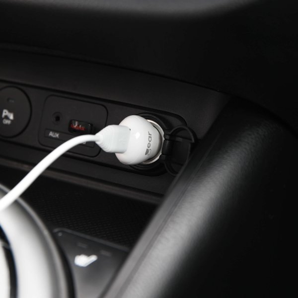 Billaddare 1xUSB 1A Micro-USB Kabel 1m Vit