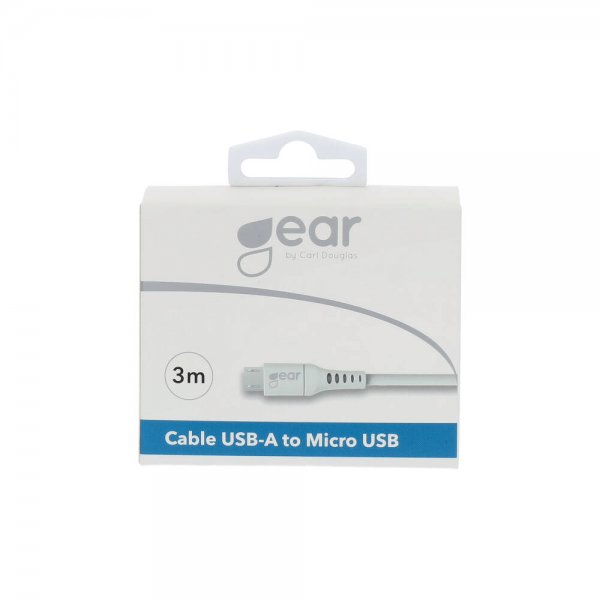 Laddkabel Micro-USB till USB-A 3m Vit