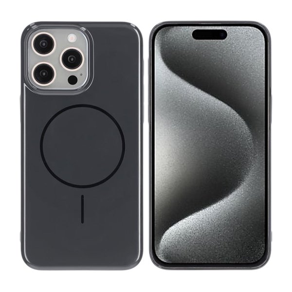 iPhone 15 Pro Max Skal TPU MagSafe Blank Svart