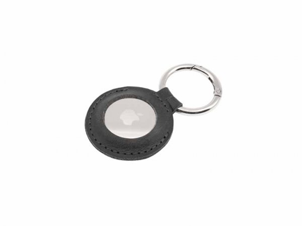 Apple AirTag Hållare Real Leather Keychain Case Svart