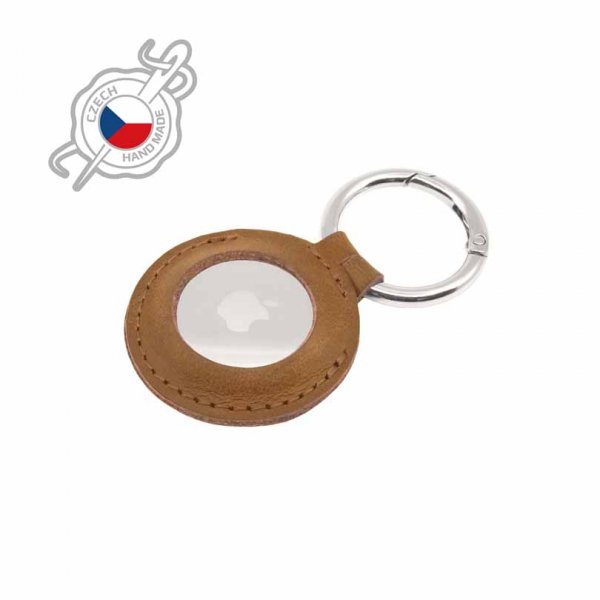Apple AirTag Hållare Real Leather Keychain Case Brun