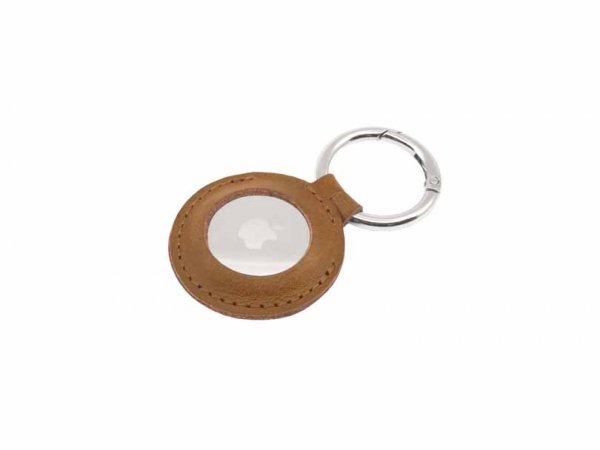Apple AirTag Hållare Real Leather Keychain Case Brun