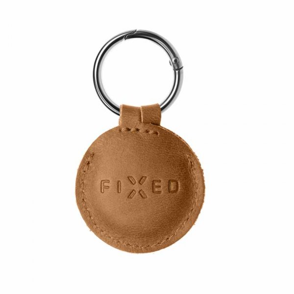 Apple AirTag Hållare Real Leather Keychain Case Brun
