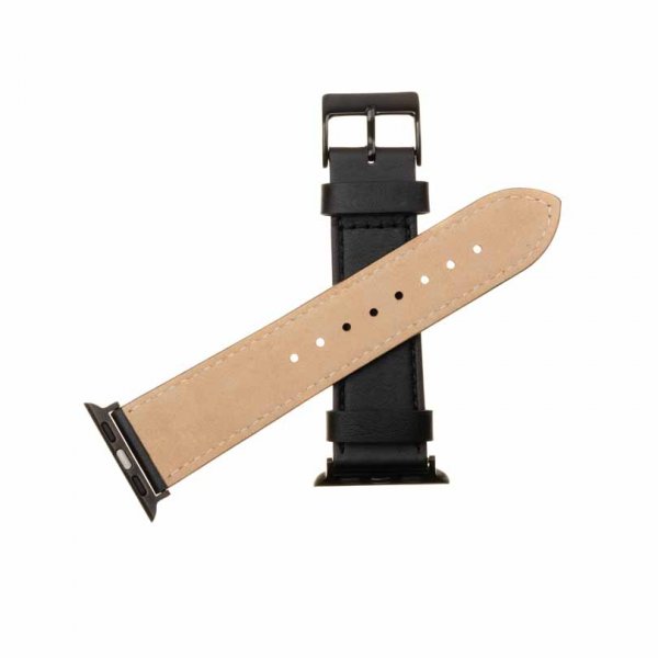 Apple Watch 44/45/46mm/Apple Watch Ultra Armband Leather Strap Svart
