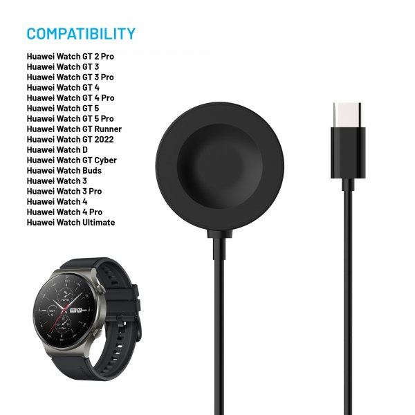 Laddare Huawei Watch USB-C 1m Svart