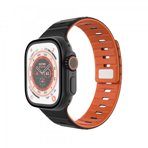 Apple Watch 42/44/45/46mm Armband Silicone Magnetic Strap Svart