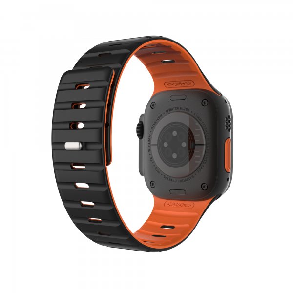 Apple Watch 42/44/45/46mm Armband Silicone Magnetic Strap Svart