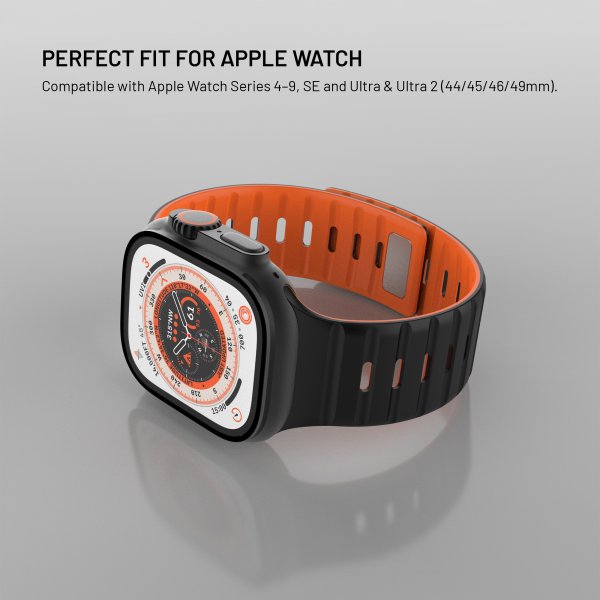 Apple Watch 42/44/45/46mm Armband Silicone Magnetic Strap Svart