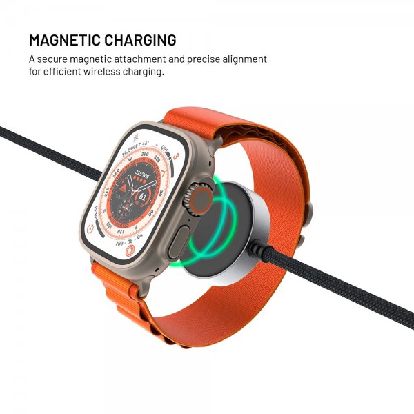 USB-C Kabel med Smartwatch-laddning 1.5m Svart