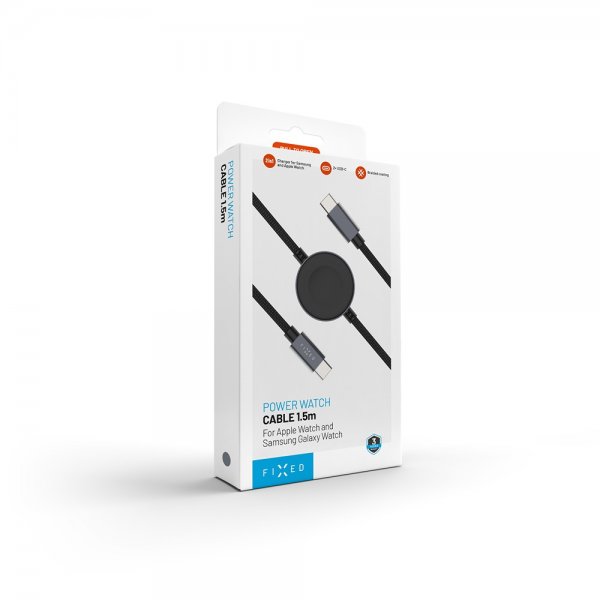 USB-C Kabel med Smartwatch-laddning 1.5m Svart