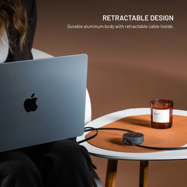 Utdragbar Kabel USB-C 100W 1m Svart