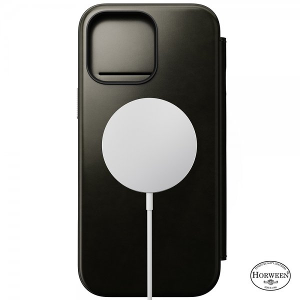 iPhone 16 Pro Max Fodral Modern Leather Folio Horween Green Chrome