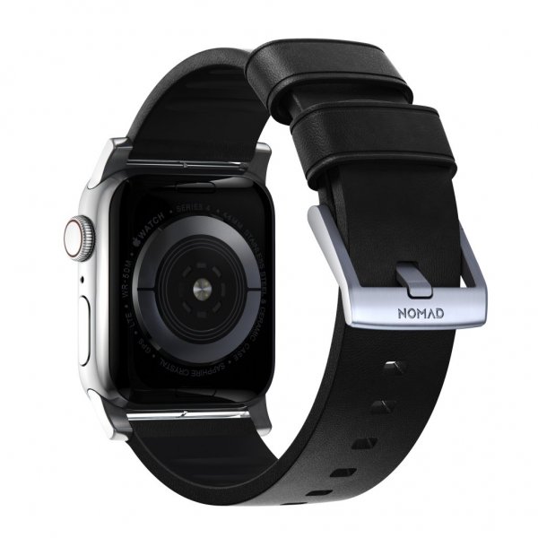 Apple Watch 44/45/46mm/Apple Watch Ultra Armband Active Band Pro Silver Hardware Svart