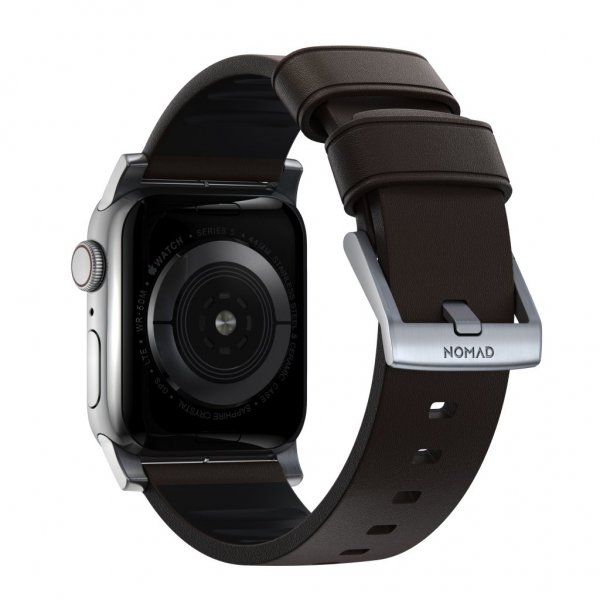 Apple Watch 44/45/46mm/Apple Watch Ultra Armband Active Band Pro Silver Hardware Classic Brown
