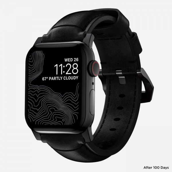 Apple Watch 38/40/41/42mm Armband Traditional Band Black Hardware Svart