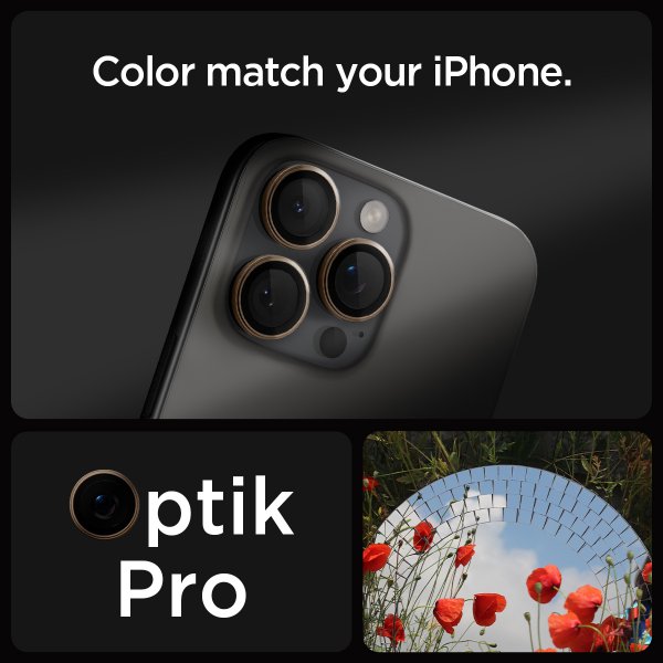 iPhone 16 Pro/Pro Max/17 Pro/Pro Max Kameraskydd GLAS.tR EZ Fit Optik Pro 2-pack Desert Titanium