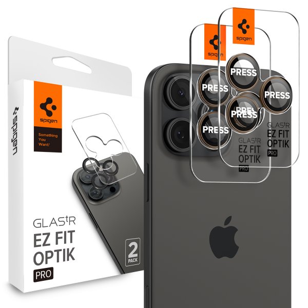 iPhone 16 Pro/Pro Max/17 Pro/Pro Max Kameraskydd GLAS.tR EZ Fit Optik Pro 2-pack Desert Titanium