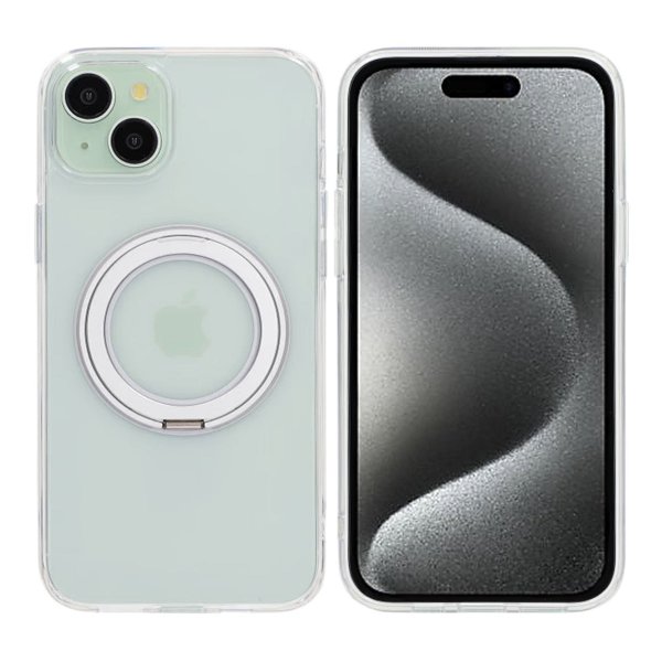 iPhone 15 Plus Skal Roterbart MagSafe Stativ Transparent