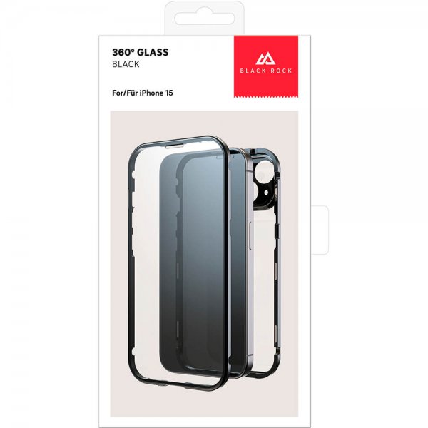 iPhone 15 Skal 360 Glass Transparent Svart