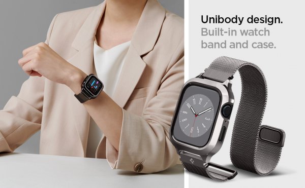 Apple Watch 45mm Skal med Armband Metal Fit Pro Graphite