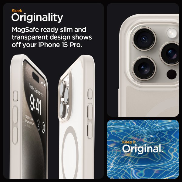 iPhone 15 Pro Skal Ultra Hybrid MagFit Frost Natural Titanium